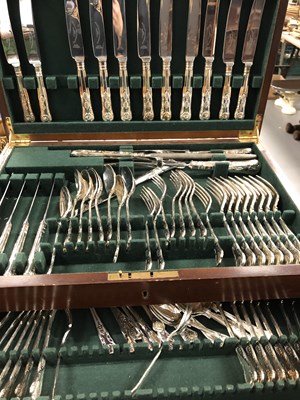 Lot 380 - A mahogany canteen of electroplate kings...