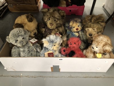 Lot 406 - Eight Charlie Bear soft toy teddies