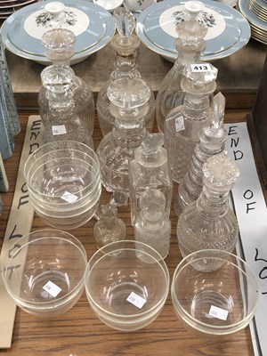 Lot 413 - Ten decanters together with a set of ten clear...