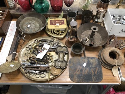 Lot 419 - Arts and Crafts steel platters, cutlery,...