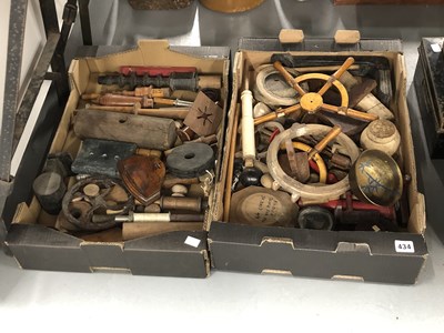 Lot 434 - Four strong boxes, various tools and treen, a...
