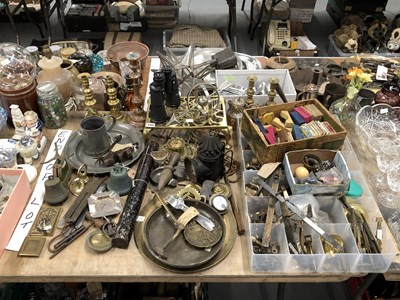 Lot 440 - Brassware and fittings, letter scales, a...