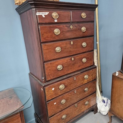 Lot 773 - A George III mahogany chest on chest of two...