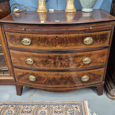 Lot 796 - A 19th-century mahogany and inlaid bow-front...