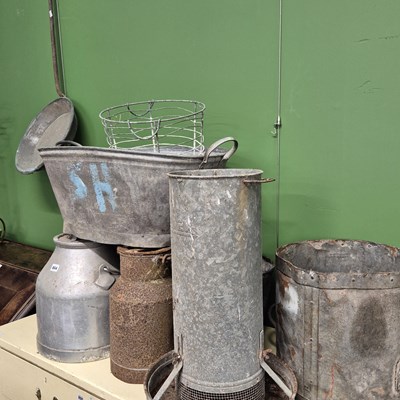 Lot 804 - Various antique and later churns, galvanised...