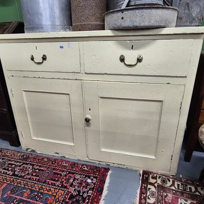 Lot 805 - A late Victorian painted pine dresser base.