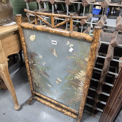 Lot 849 - An antique bamboo firescreen