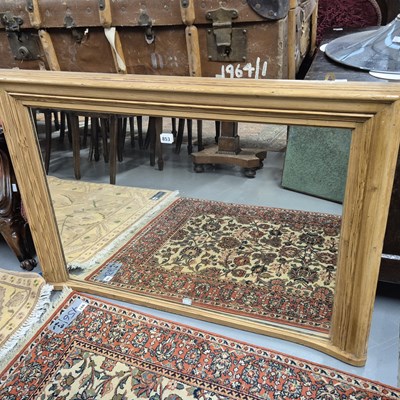 Lot 853 - A 19th-century pine framed overmantle mirror.