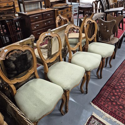 Lot 868 - A set of six victorian balloon back side chairs.