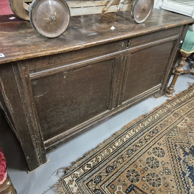 Lot 879 - A Georgian oak coffer.