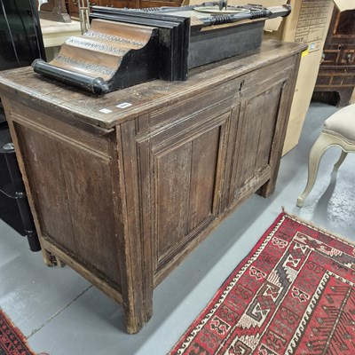 Lot 895 - An 18th century, Georgian oak two panel coffer.