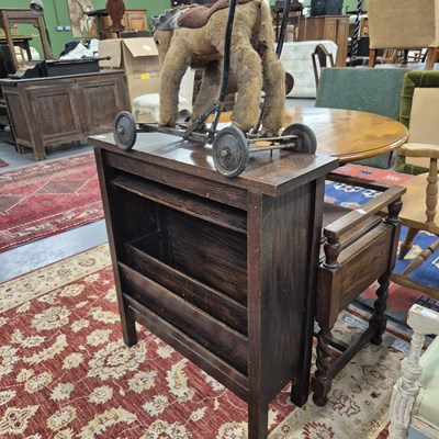 Lot 896 - A piano stool, an oak stand and a wheeled toy...