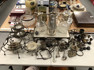 Lot 449 - A pair of electroplate mounted glass claret...