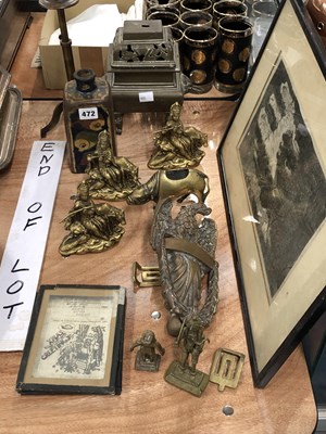 Lot 472 - A Chinese bronze censer, Indian brass figures,...