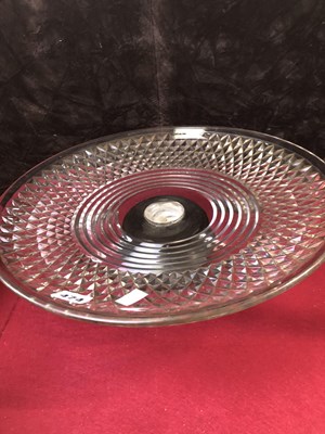 Lot 474 - A large clear glass footed dish, H 14 D 44cms,...