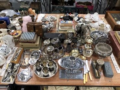 Lot 486 - Electroplate: tea sets, trophies, cutlery, a...