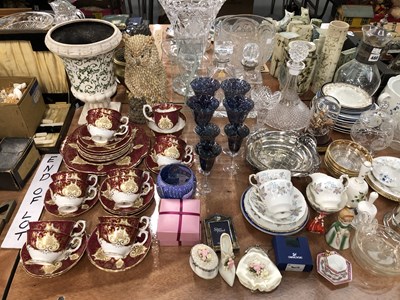 Lot 488 - An electroplate mounted claret jug, decanters,...