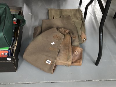 Lot 498 - Two mens khaki military lined leather jerkins