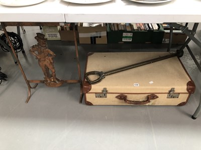 Lot 539 - An iron figural fire screen, a suitcase and a...