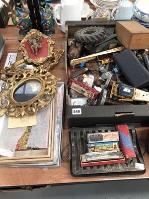 Lot 548 - Gilt metal and gesso frames, Japanese brocades,...