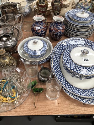 Lot 550 - A Coronaware part dinner service, glass jugs,...