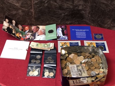 Lot 145 - A collection of mostly GB coins and banknotes,...