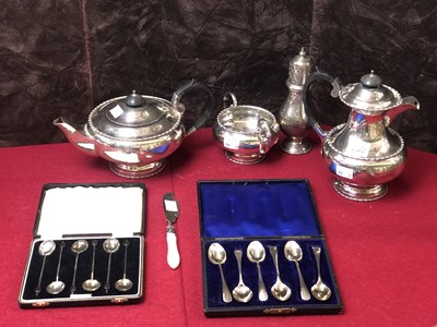 Lot 155 - Hallmarked silver- a coffee, teapot and sugar...