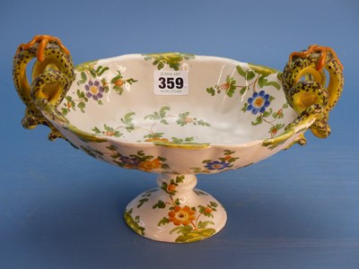Lot 359 - A Cantagalli snake handled oval footed bowl...
