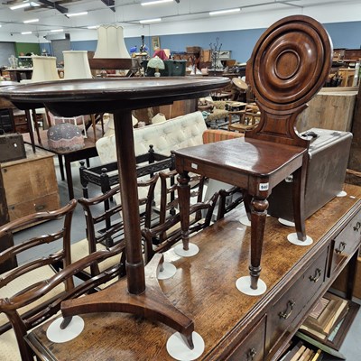 Lot 940 - An early Victorian hall chair and a tray top...