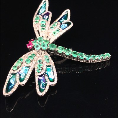 Lot 186 - A silver dragonfly brooch and pendant combined...