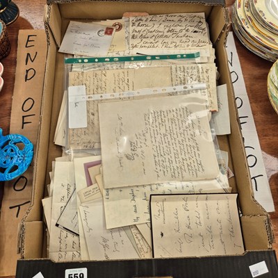 Lot 559 - A collection of antique handwritten letters,...