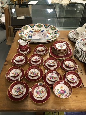 Lot 607 - An antique rose decorated tea set and two...