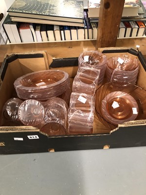 Lot 614 - A quantity new unused pink-tinted glassware