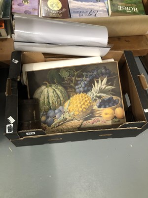 Lot 615 - A box of misc and prints