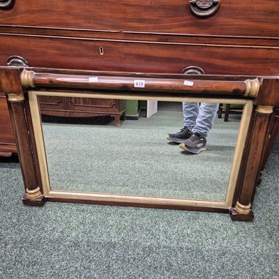 Lot 679 - A rosewood overmantle mirror. 88 x 54 cm