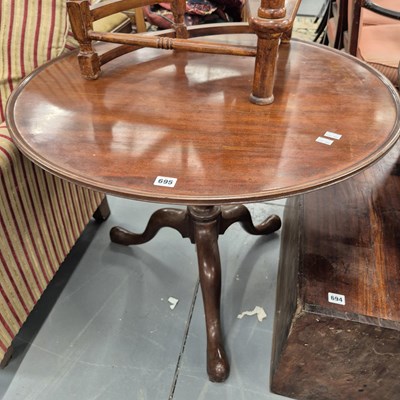 Lot 695 - A mahogany tripod table with dish top. H69 x...