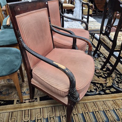 Lot 724 - A pair of Vintage French style open armchairs.