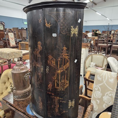 Lot 729 - A George III lacquer decorated bow front...