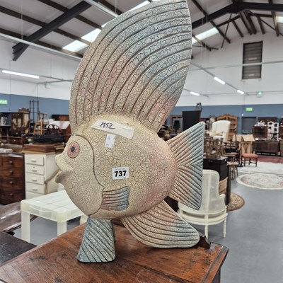 Lot 737 - A painted fish ornament