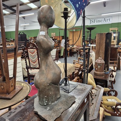 Lot 1207 - A Bronzed plaster sculpture, three pricket...