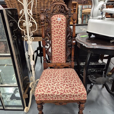 Lot 1211 - A Victorian decorative high back side chair