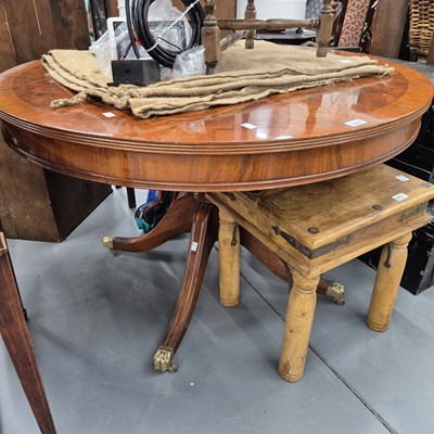 Lot 1240 - A large walnut breakfast table. H74 x W112 x...