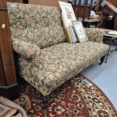 Lot 1091 - A Victorian three seat sofa. H 87.5 W 148 D66cms