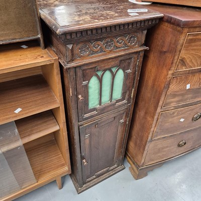 Lot 1096 - An oak pedestal cabinet. H 109.5 x W 40.5 x...