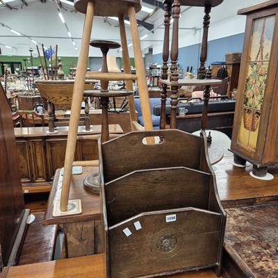 Lot 1098 - A Corner stand, a magazine rack, a stool and a...