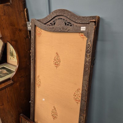 Lot 1112 - An edwardian three fold dressing screen