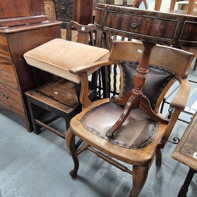 Lot 1121 - An oak office armchair, a georgian hall chair,...