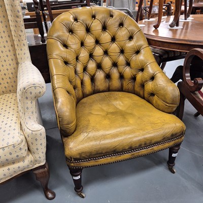 Lot 1143a - A leather upholstered club chair. H 88 W 64 D...