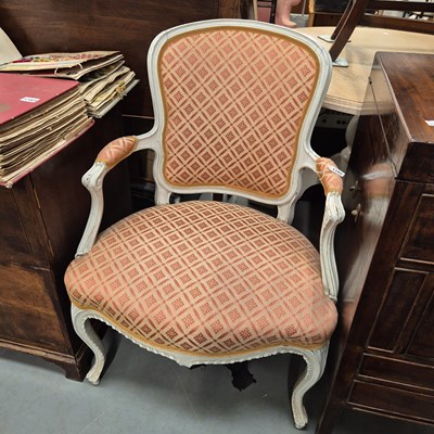 Lot 1165 - A French painted show frame armchair