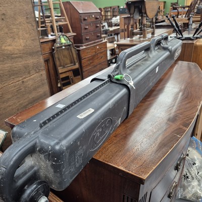 Lot 1177 - a fishing rod case and contents